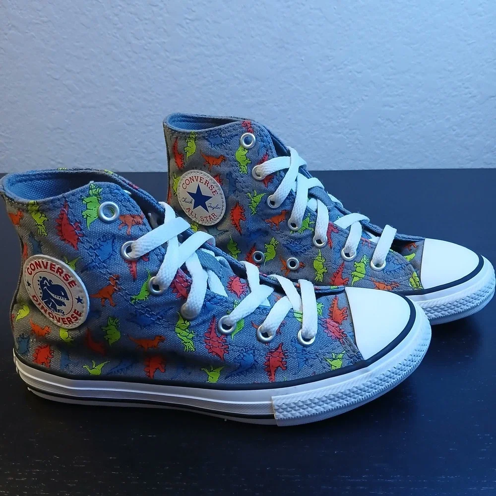 Converse Chuck Taylor All Star Dinoverse Grey Dinosaur High Top Shoes 666200C 2Y